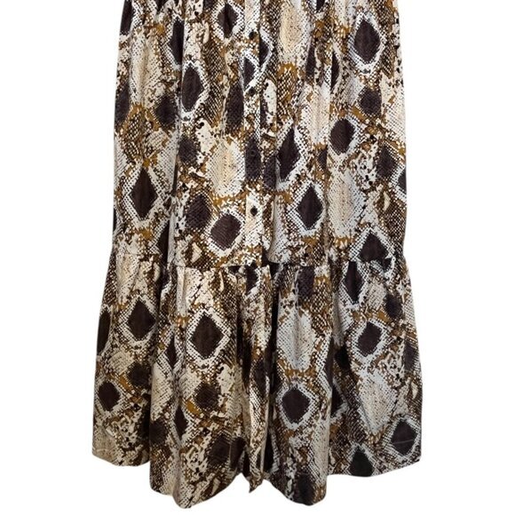 Maeve by Anthropologie Snake-Printed Maxi Button Front Back Cutout Dress Size 2 - Picture 7 of 13